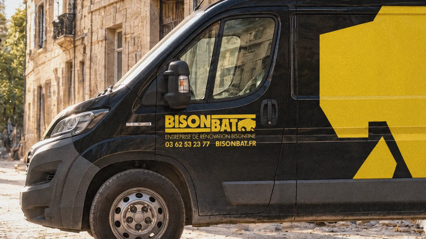 Le camion BisonBât, le bison sur toute la hauteur du flanc