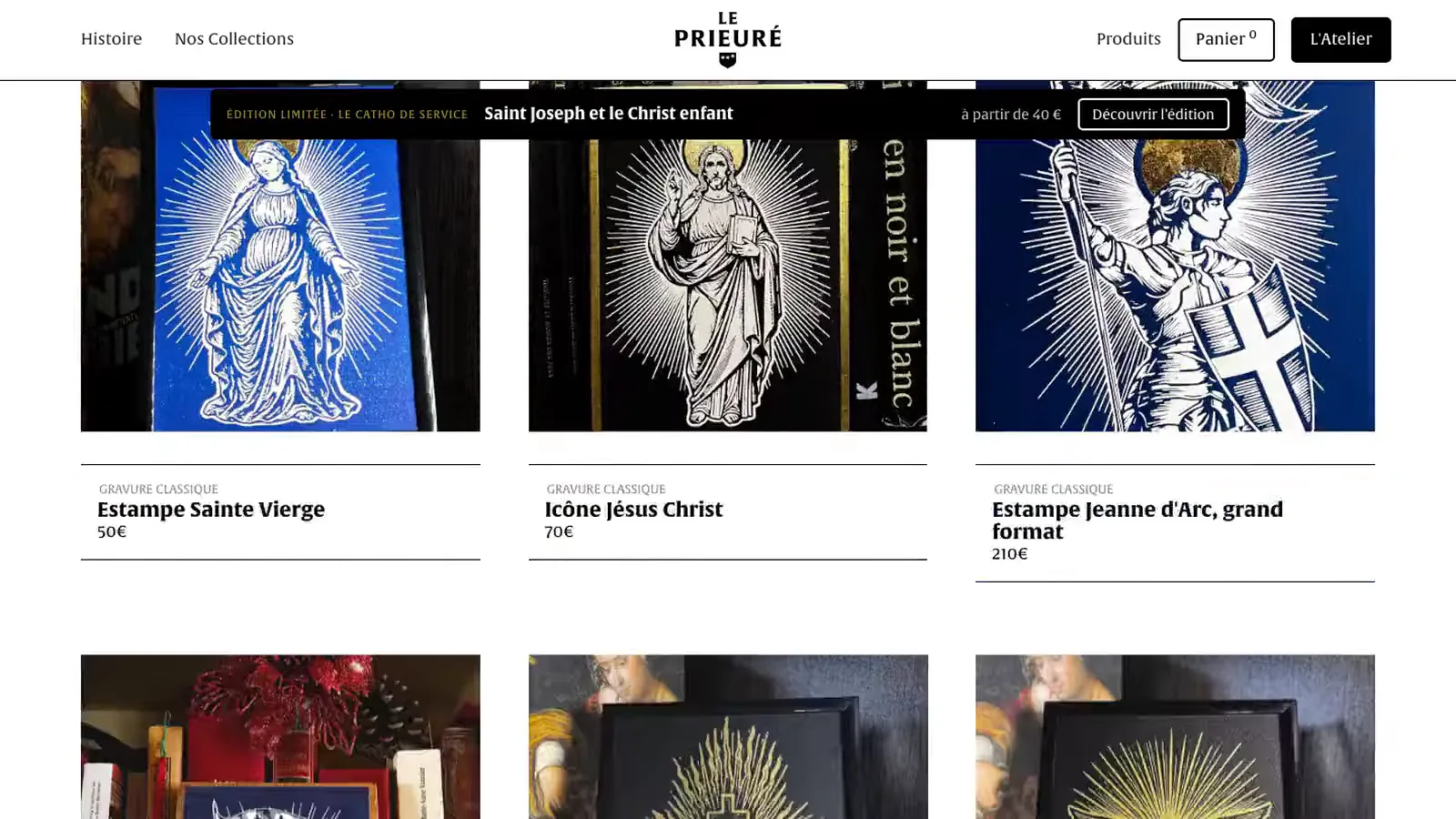 La boutique en ligne du Prieuré 1137, ses estampes et leurs prix