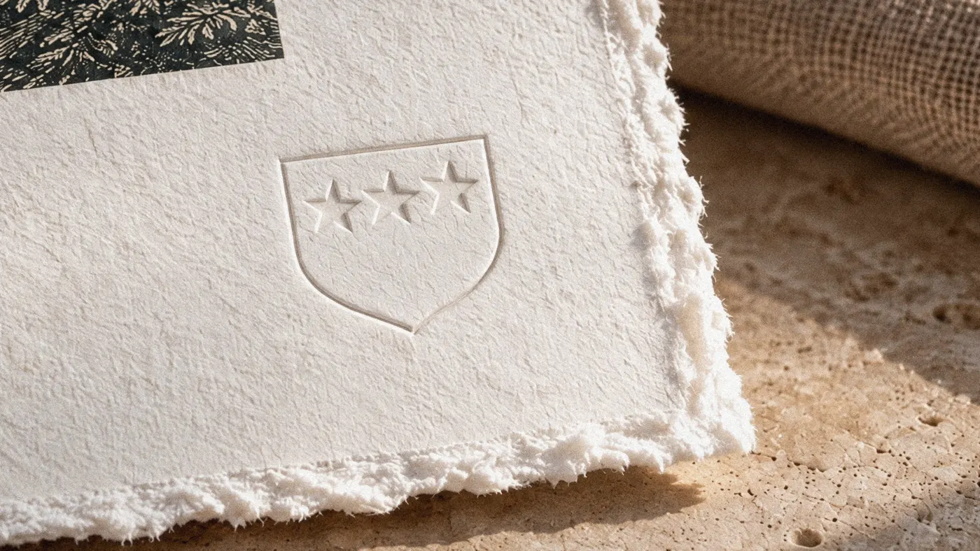 Le blason gaufré dans la marge d’une estampe