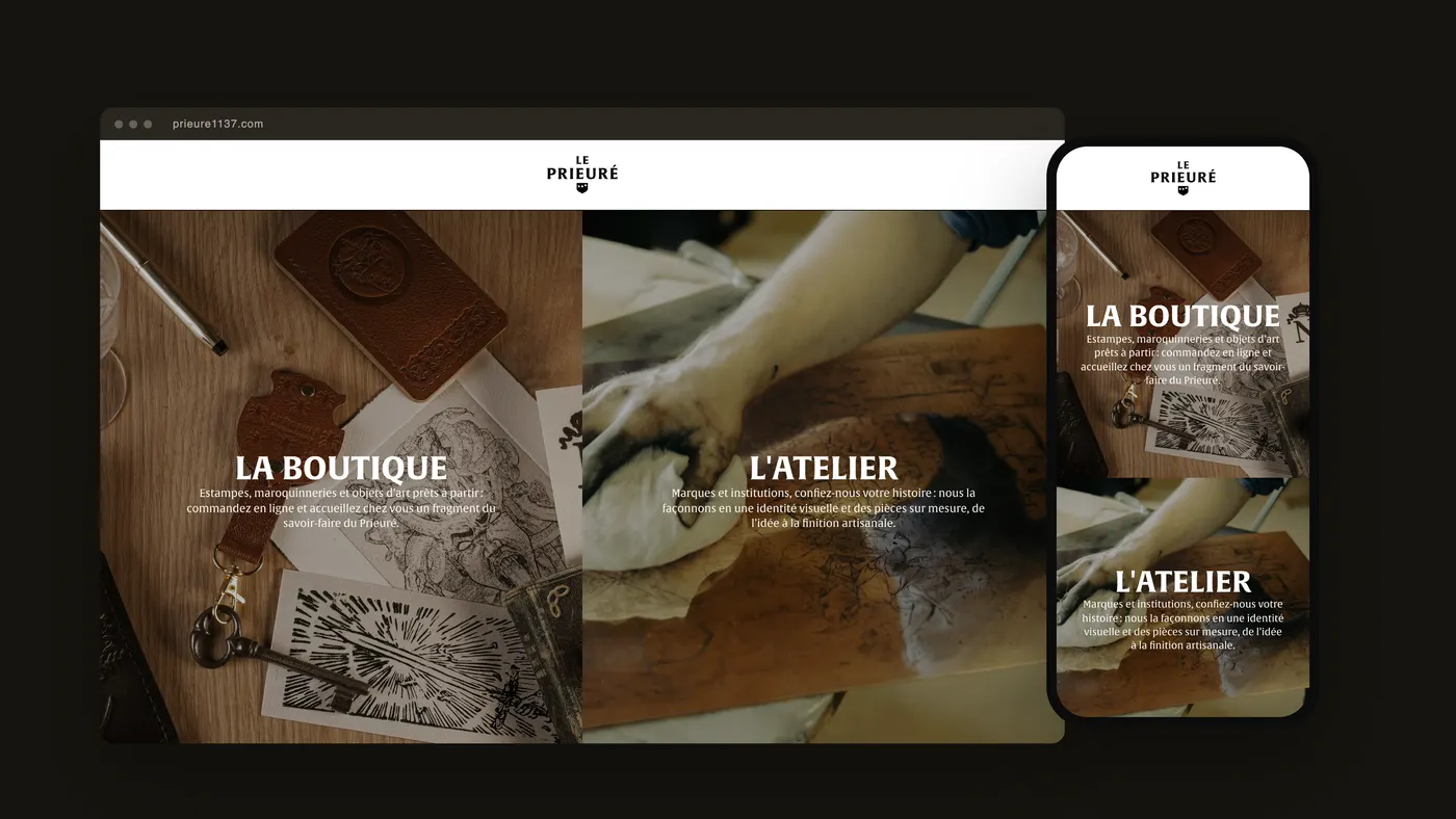 Le site du Prieuré 1137, sur ordinateur et sur téléphone